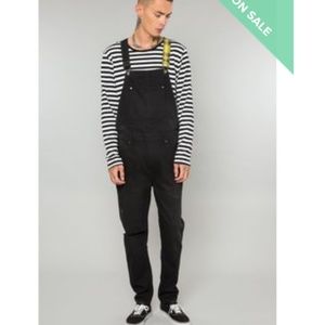 Elwood BLACK DENIM SLIM FIT DESTRUCTED OVERALL